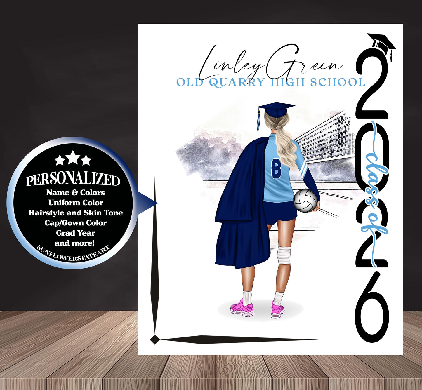 Volleyball Poster - Senior Night Gift - Graduation Table Decor - Signing Day