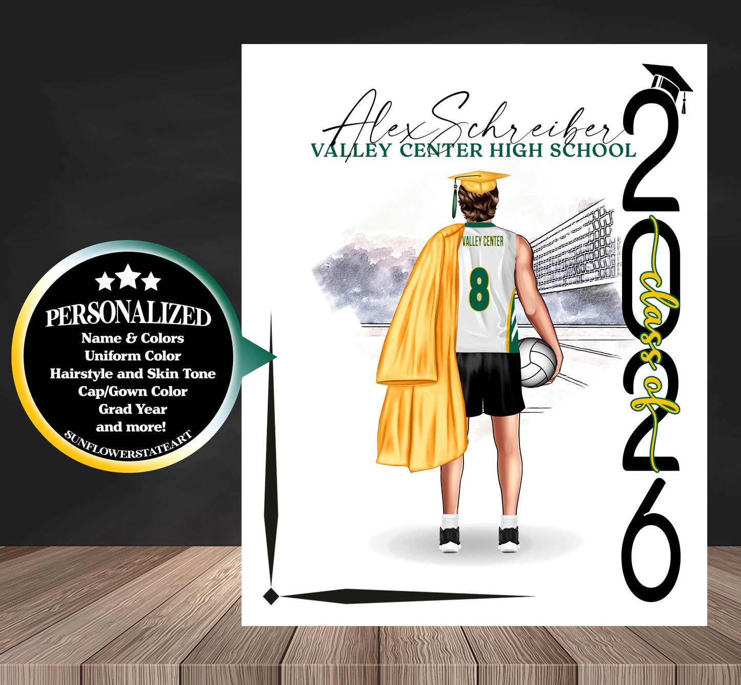 Volleyball Poster - Senior Night Gift - Graduation Table Decor - Signing Day
