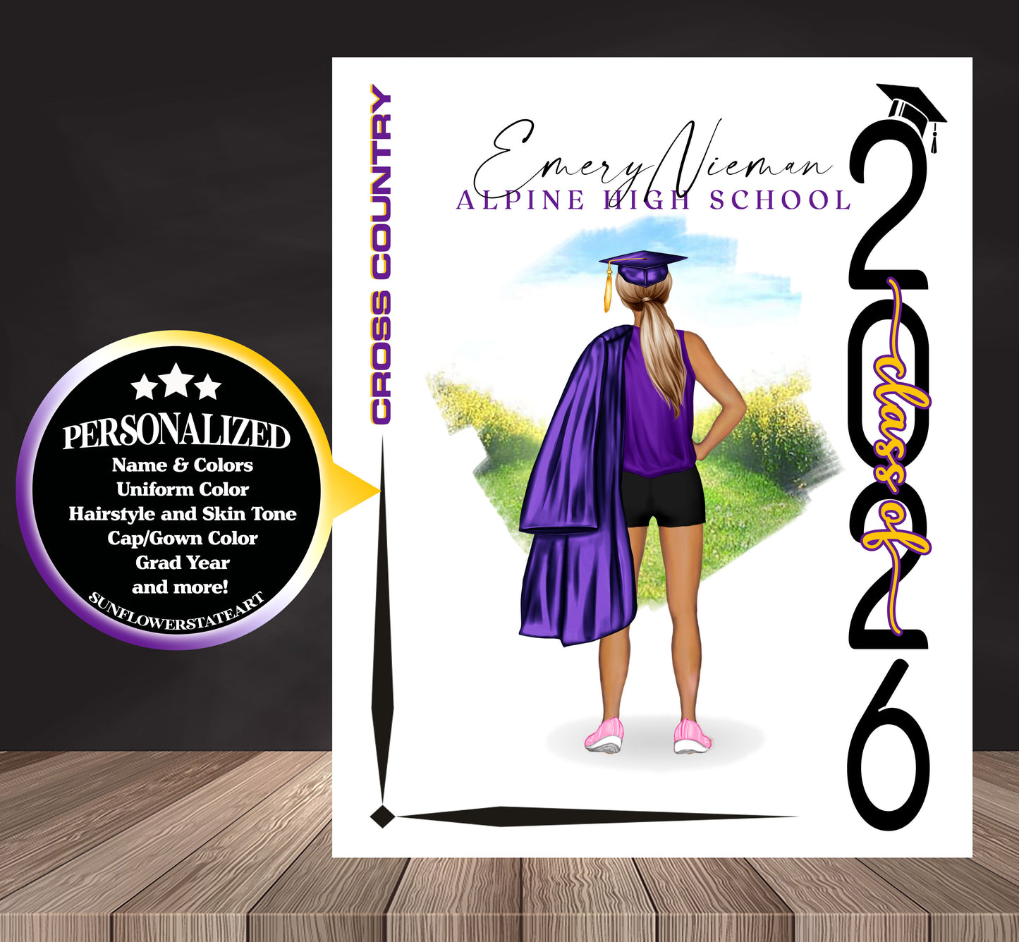 Cross Country Poster, Senior Night Gift, Graduation Table Decor, Signing Day RJ