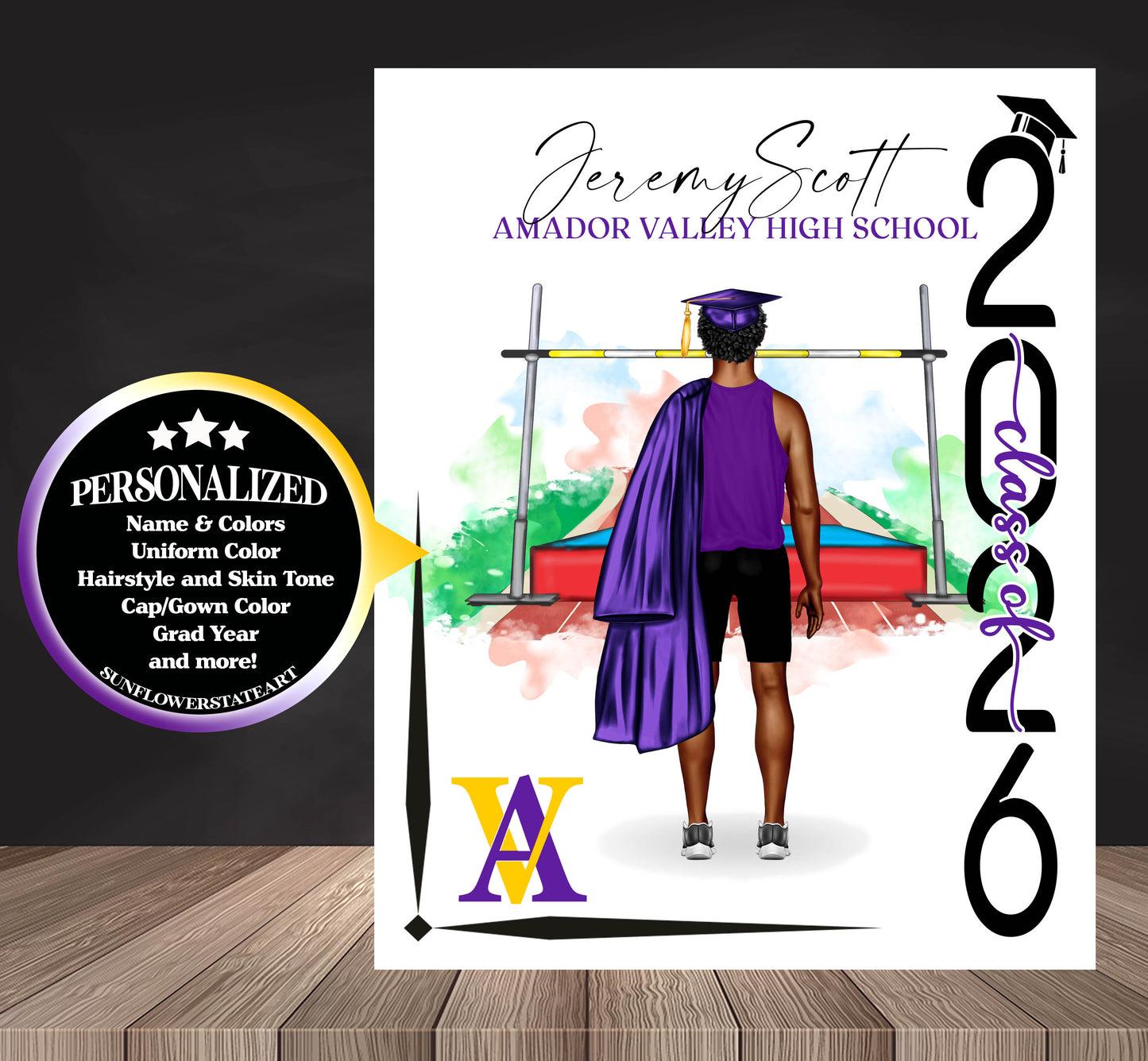 Track & Field High Jump Poster, Senior Night Gift, Graduation Table Decor, Signing Day RJ