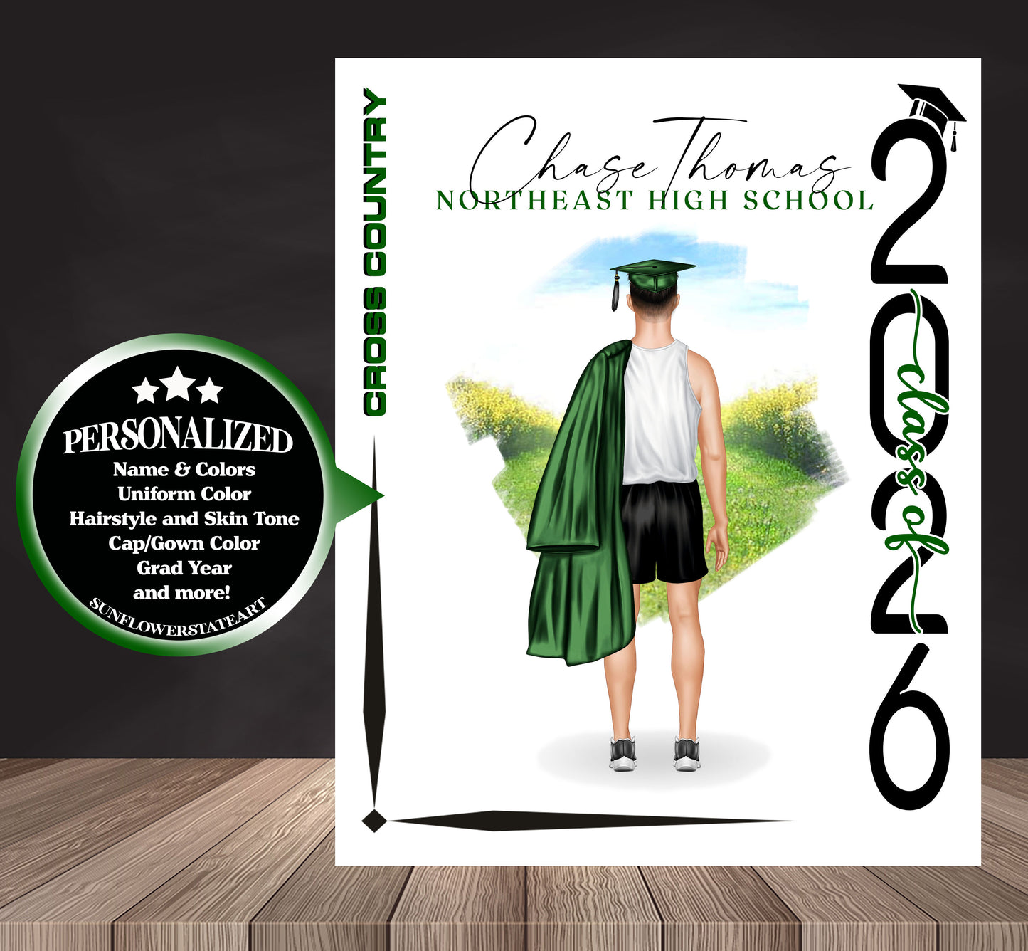 Cross Country Poster, Senior Night Gift, Graduation Table Decor, Signing Day RJ