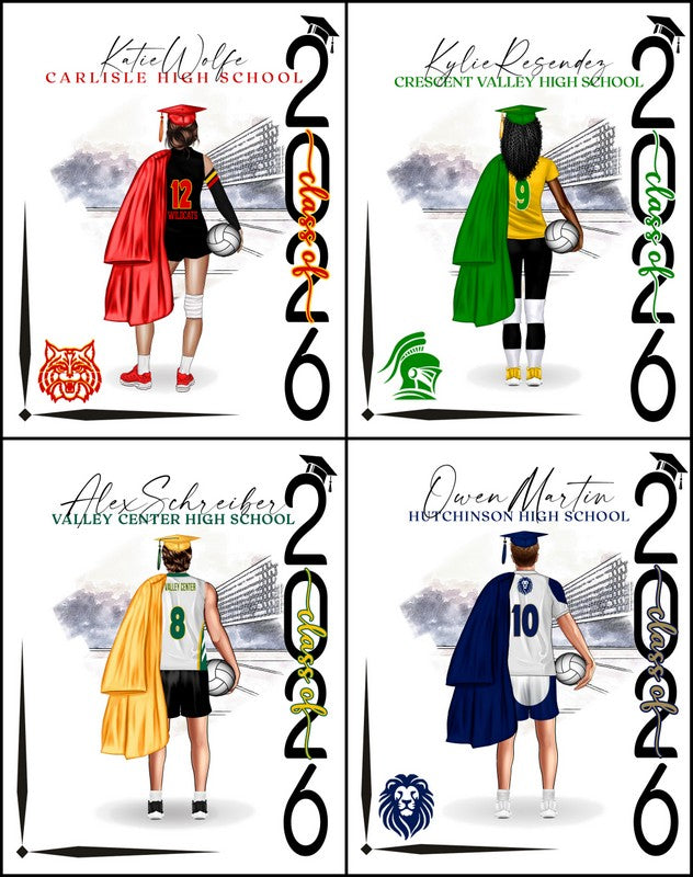 Volleyball Poster - Senior Night Gift - Graduation Table Decor - Signing Day