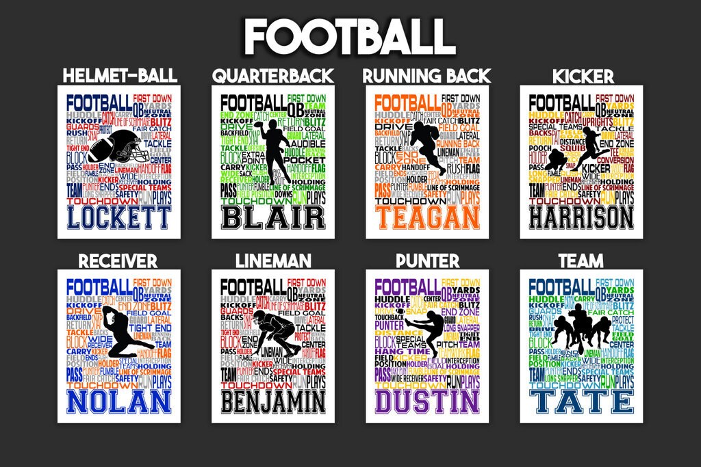 Football Player Poster - Personalized Football Gift