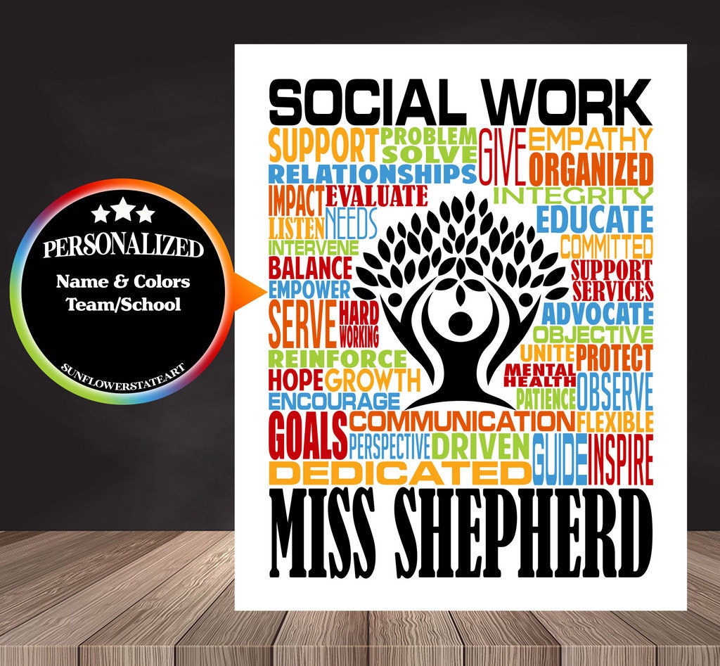 Social Worker Poster, Personalized Social Worker Gift