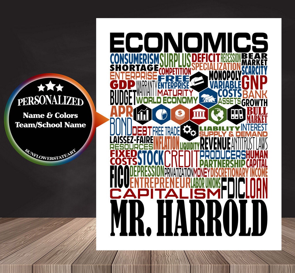 Economics Teacher Poster, Personalized Economics Gift