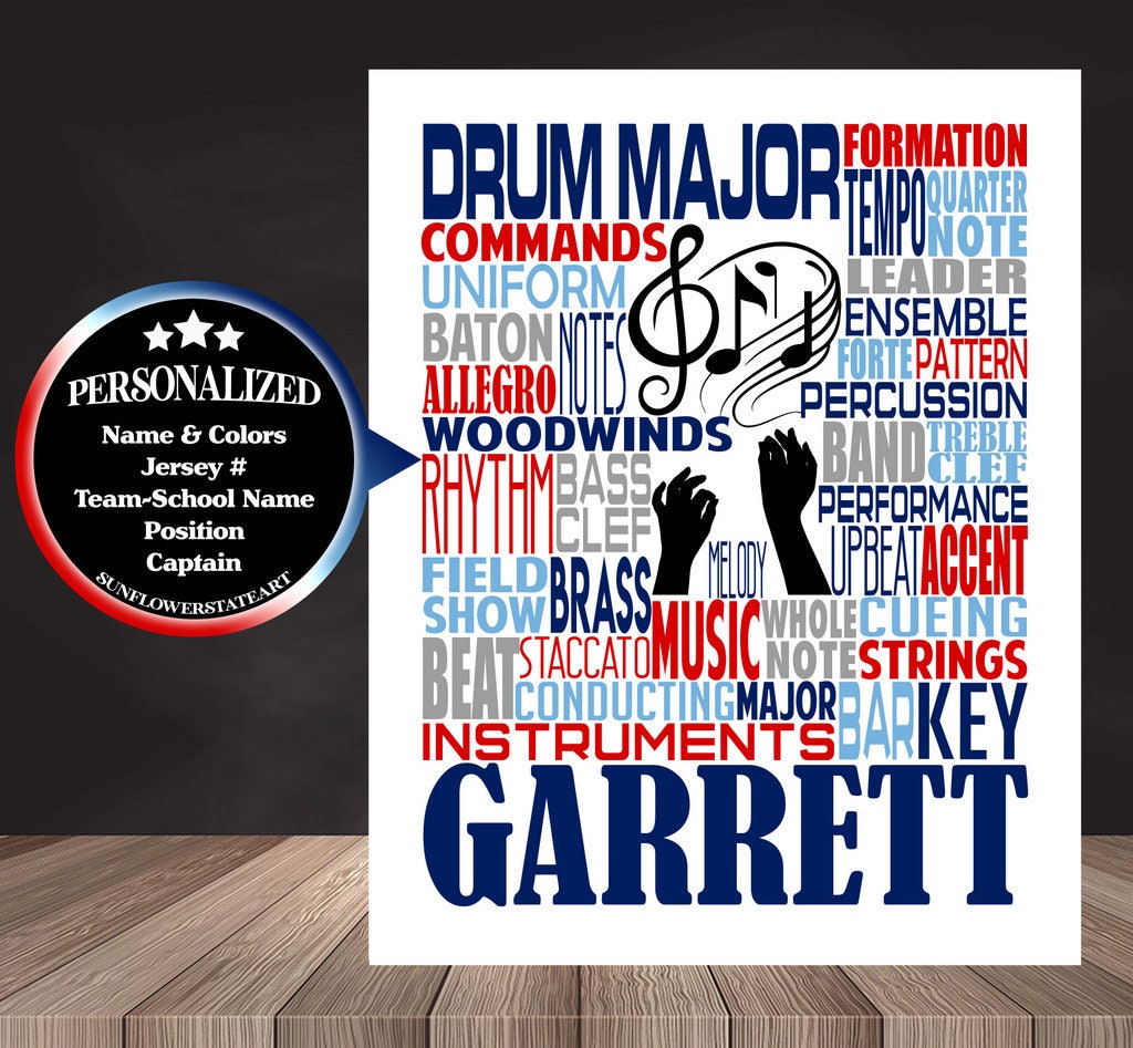 Drum Major Poster, Personalized Drum Major Gift