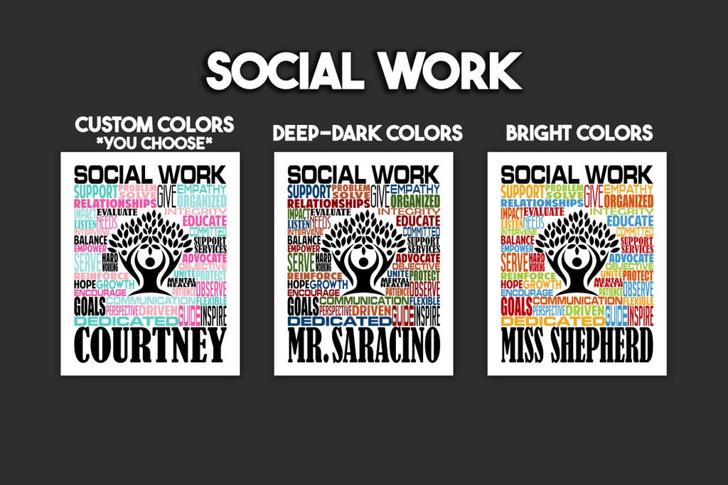 Social Worker Poster, Personalized Social Worker Gift