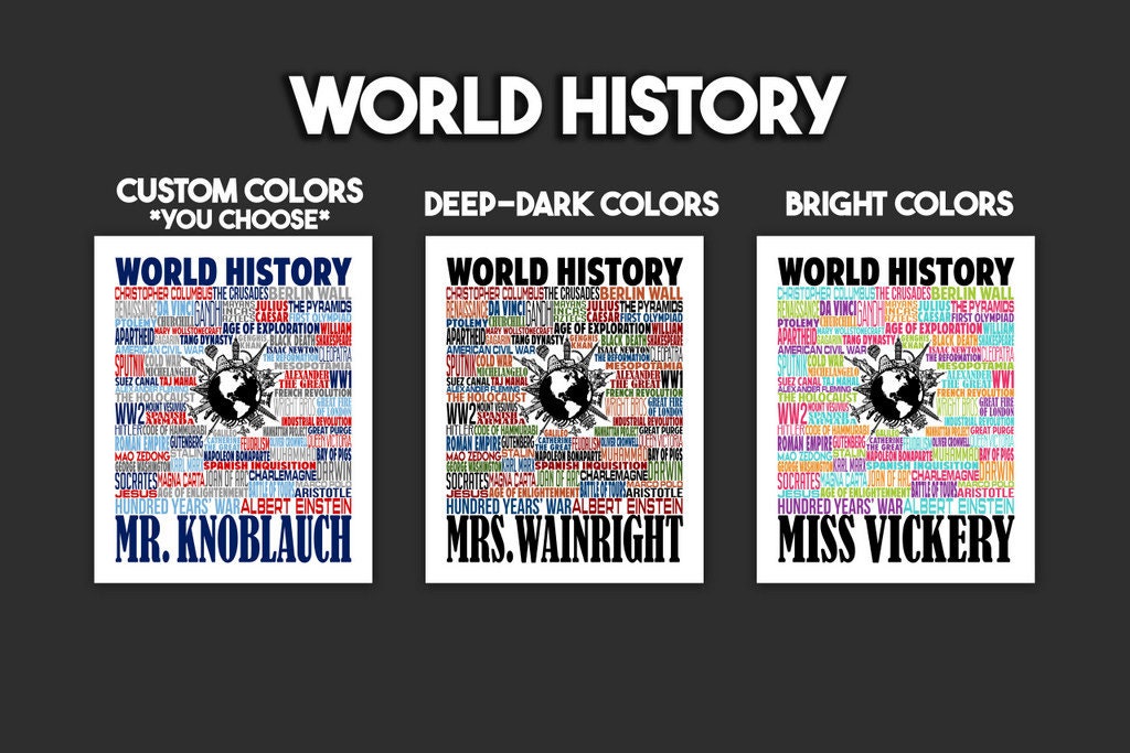 World History Poster - Personalized World History Teacher Gift