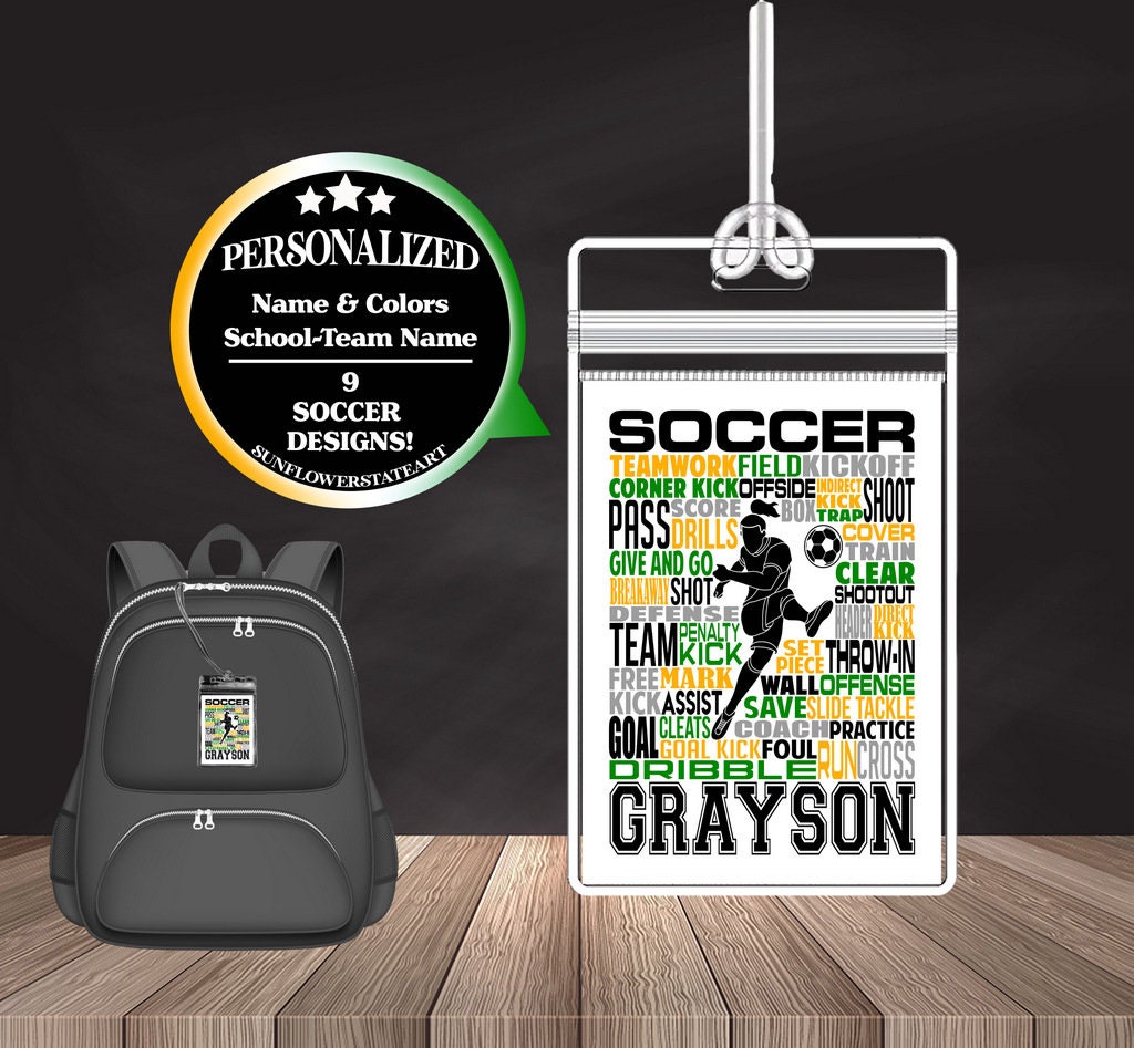 Soccer Bag Tag - Soccer Luggage Tag - Backpack Bag Tags
