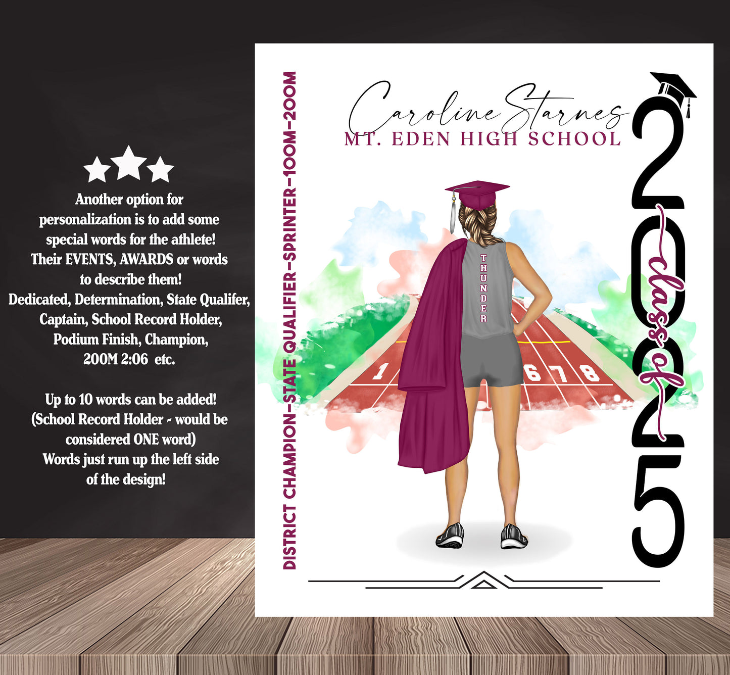 Track & Field Hurdles Poster, Senior Night Gift, Graduation Table Decor, Signing Day