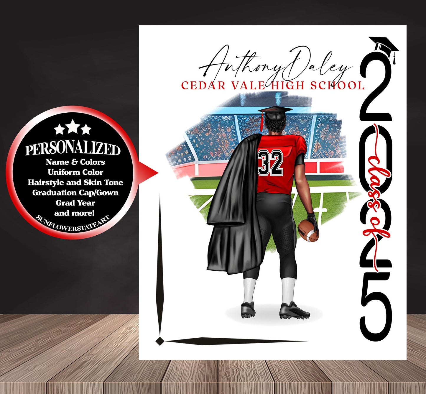 Football Poster, Personalized Senior Night Gift, Graduation Table Decor, Signing Day RJ