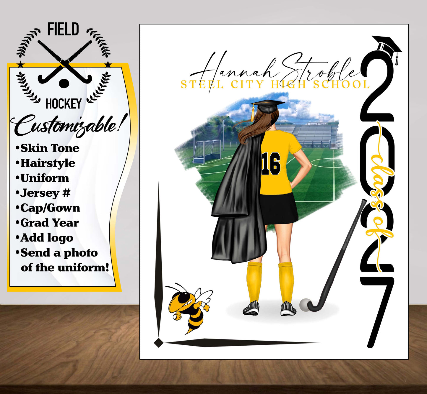 Field Hockey Poster, Senior Night Gift, Graduation Table Decor, Signing Day RJ