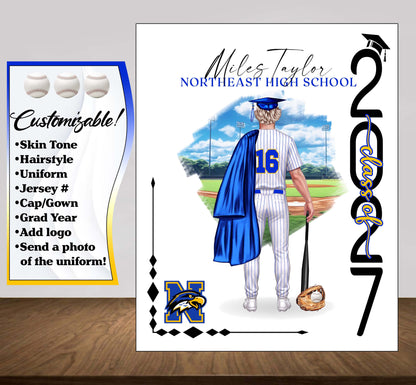 Baseball Poster, Senior Night Gift, Graduation Table Decor, Signing Day Gift RJ