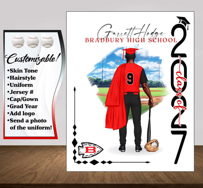 Baseball Poster, Senior Night Gift, Graduation Table Decor, Signing Day Gift RJ
