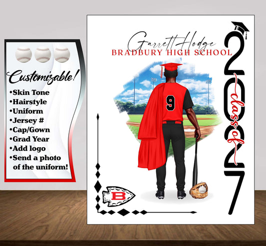 Baseball Poster, Senior Night Gift, Graduation Table Decor, Signing Day Gift RJ