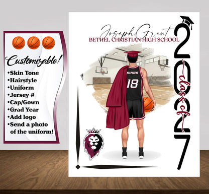 Basketball Poster, Senior Night Gift, Graduation Table Decor, Signing Day RJ