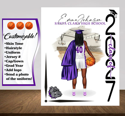 Basketball Poster, Senior Night Gift, Graduation Table Decor, Signing Day RJ