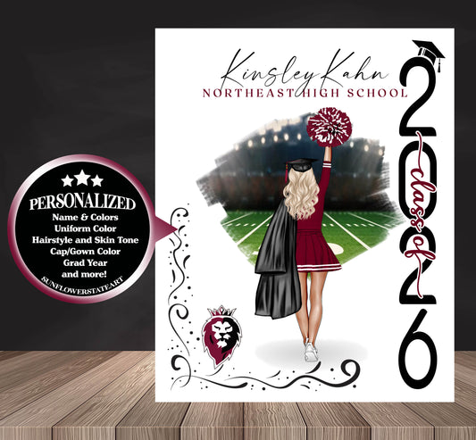 Cheerleader Poster, Senior Night Gift, Graduation Table Decor, Signing Day RJ