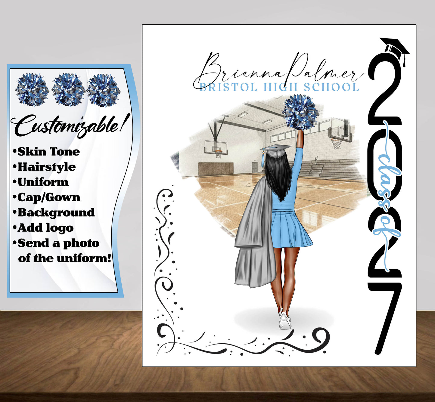 Cheerleader Poster, Senior Night Gift, Graduation Table Decor, Signing Day RJ