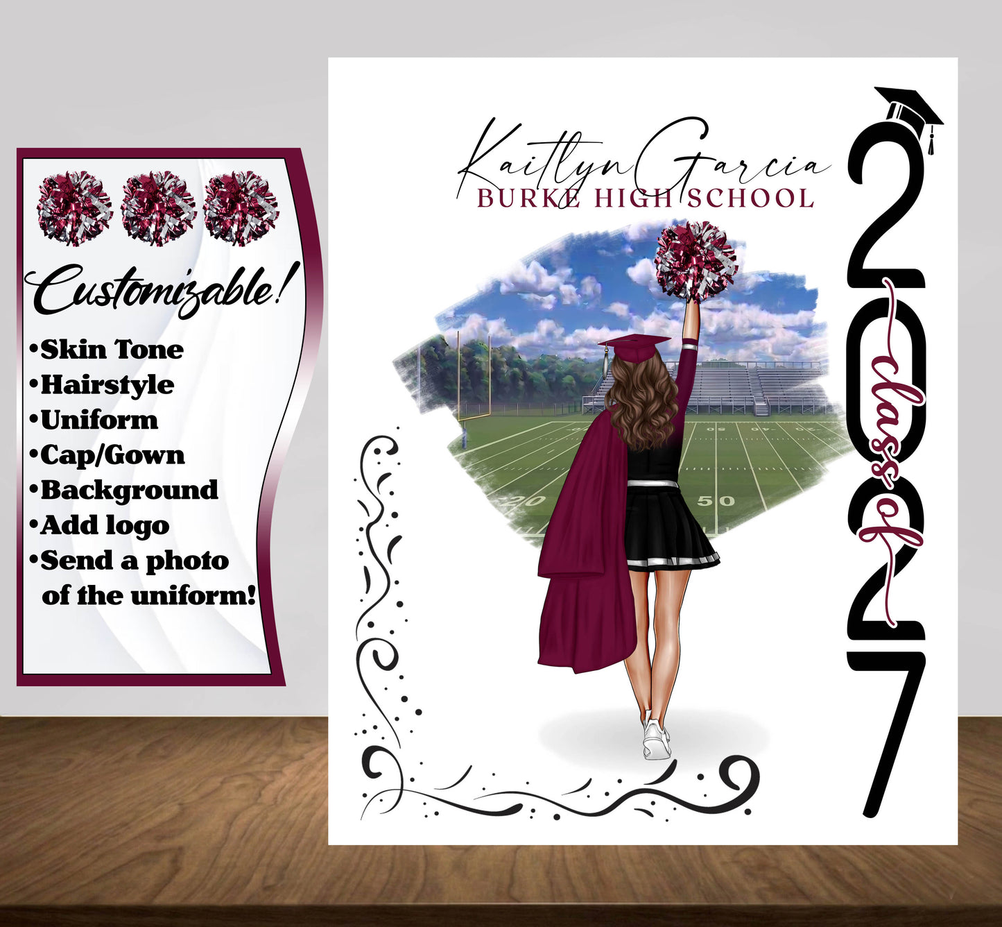 Cheerleader Poster, Senior Night Gift, Graduation Table Decor, Signing Day RJ