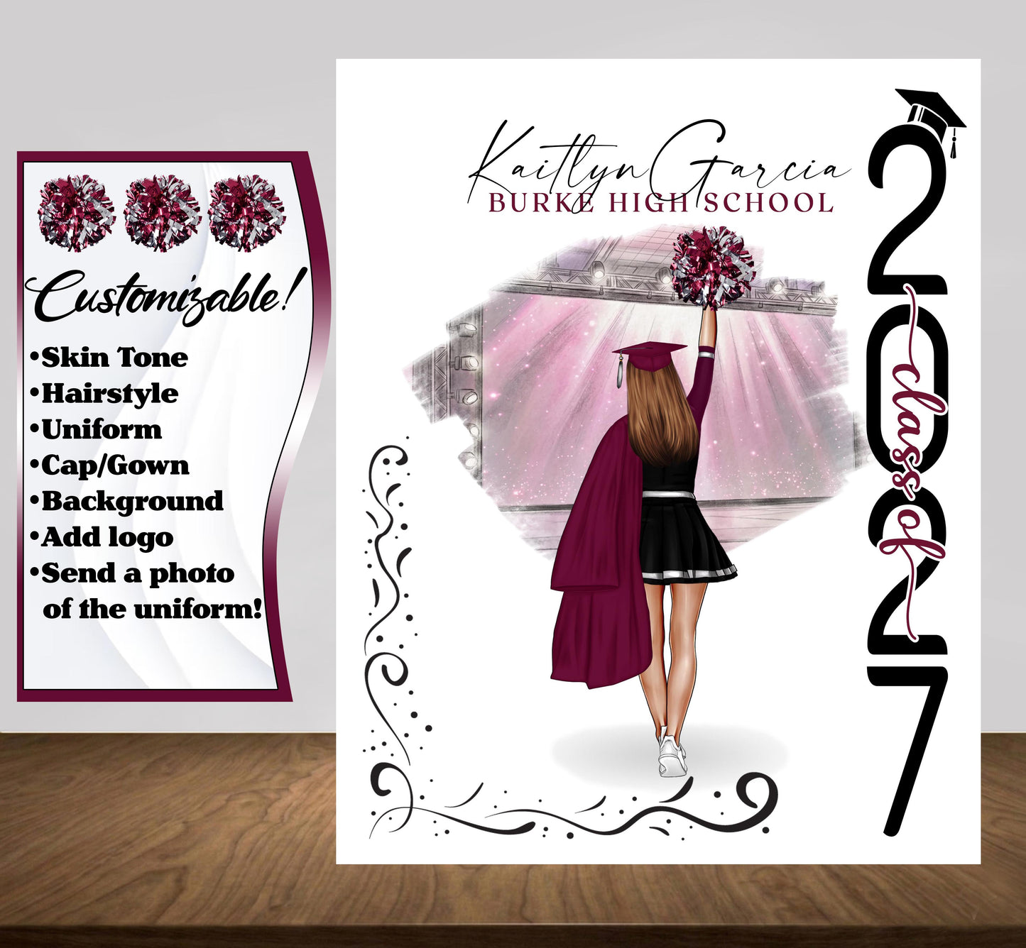 Cheerleader Poster, Senior Night Gift, Graduation Table Decor, Signing Day RJ