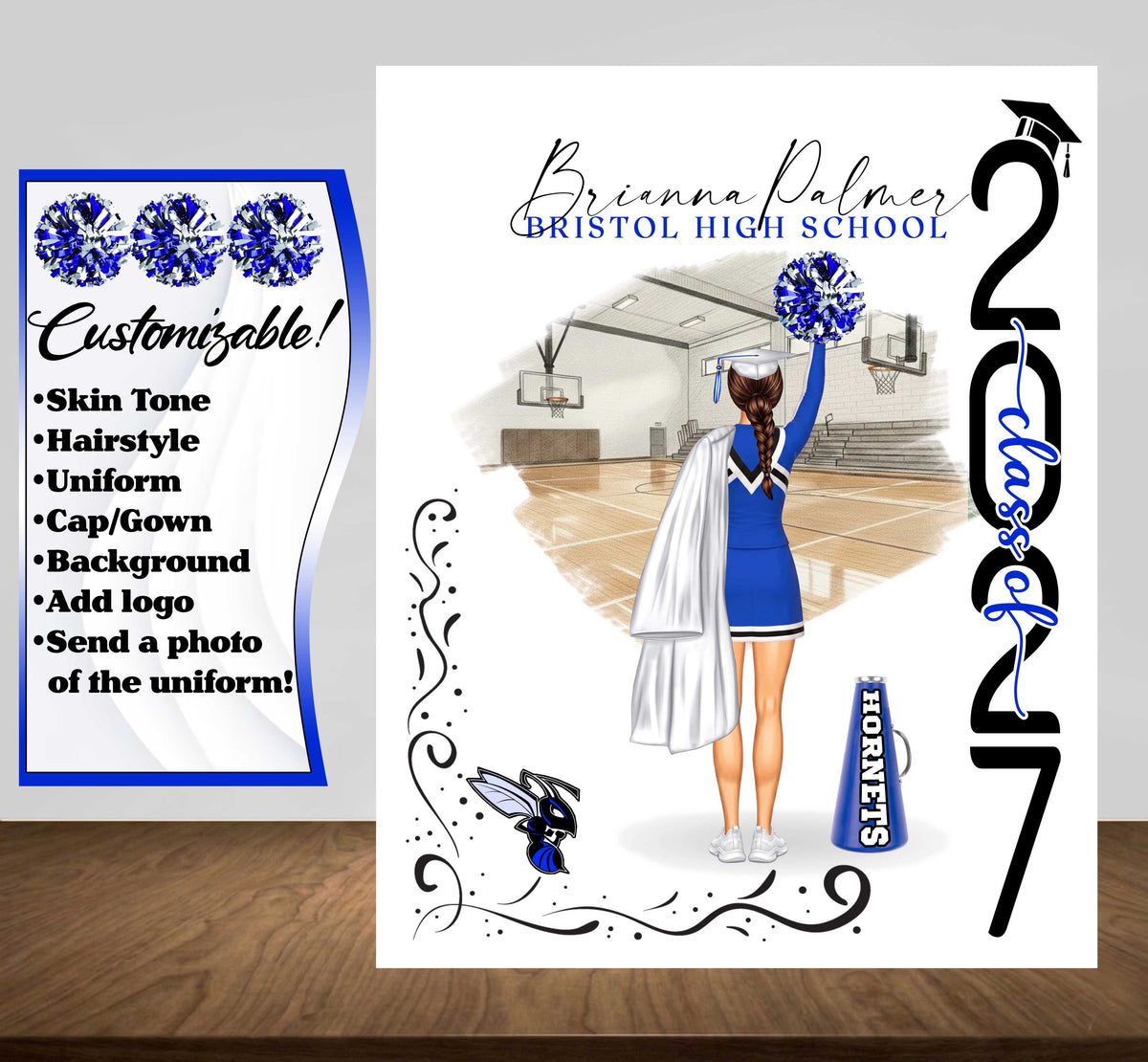 Cheerleader Poster, Senior Night Gift, Graduation Table Decor, Signing Day RJ