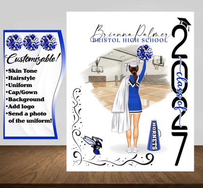 Cheerleader Poster, Senior Night Gift, Graduation Table Decor, Signing Day RJ