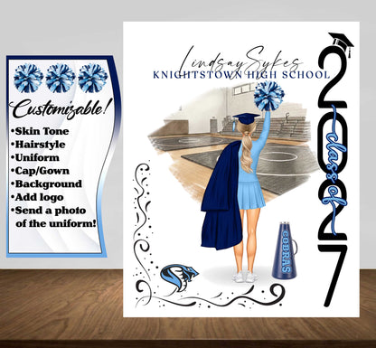 Cheerleader Poster, Senior Night Gift, Graduation Table Decor, Signing Day RJ