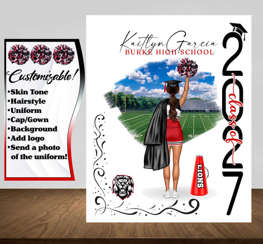Cheerleader Poster, Senior Night Gift, Graduation Table Decor, Signing Day RJ