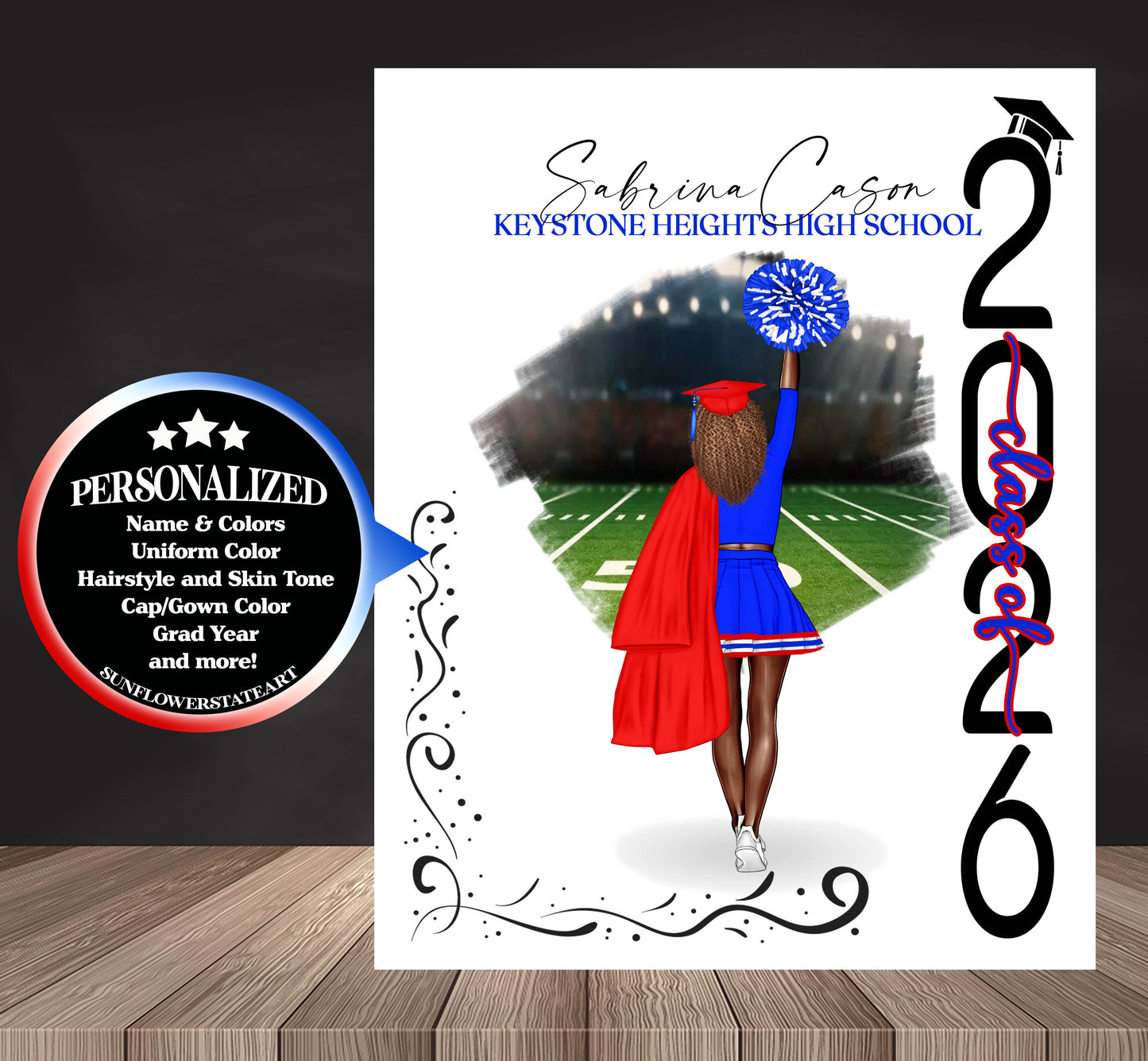 Cheerleader Poster, Senior Night Gift, Graduation Table Decor, Signing Day RJ