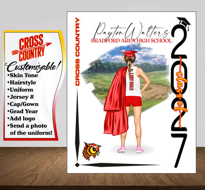 Cross Country Poster, Senior Night Gift, Graduation Table Decor, Signing Day RJ