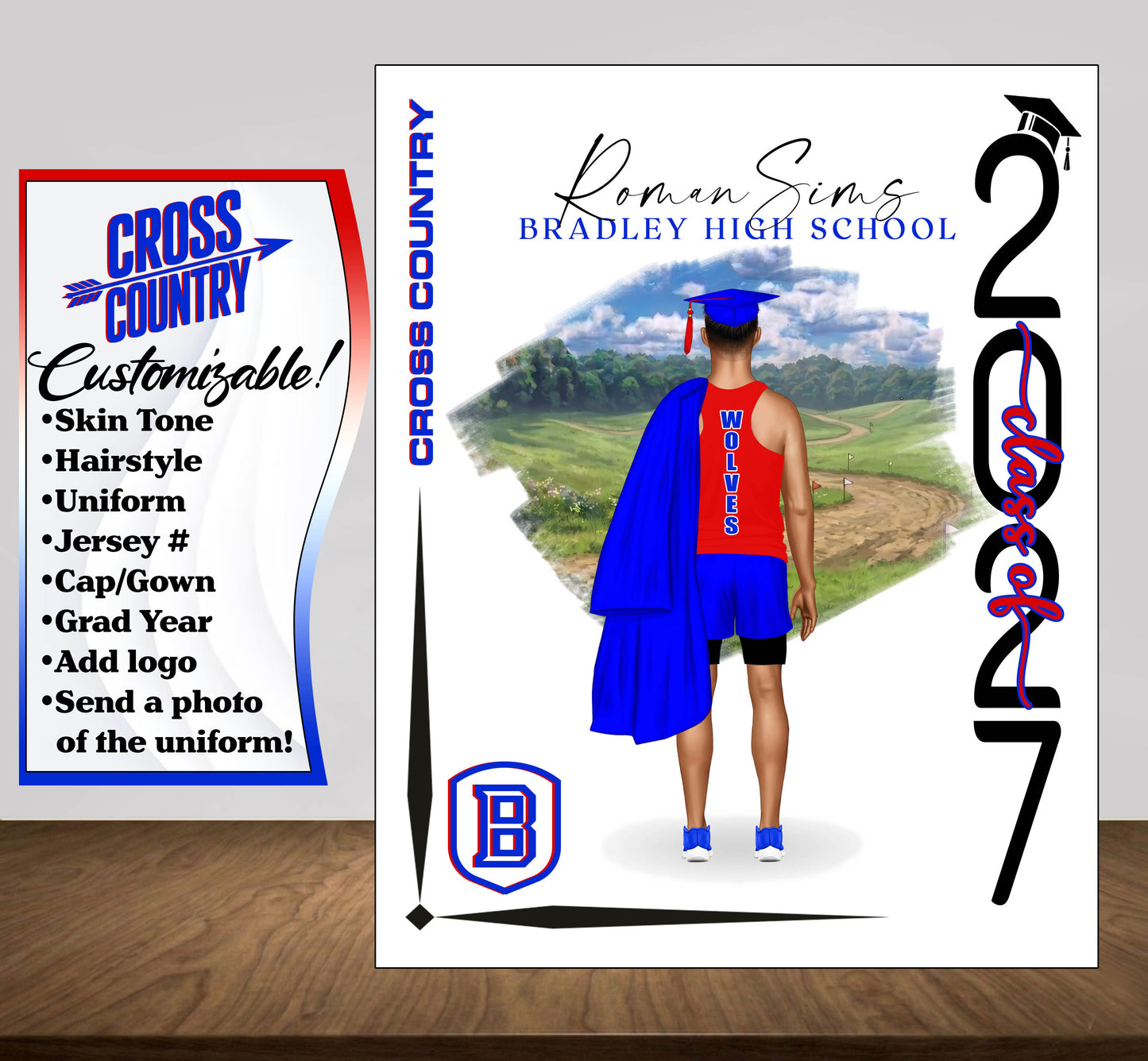 Cross Country Poster, Senior Night Gift, Graduation Table Decor, Signing Day RJ
