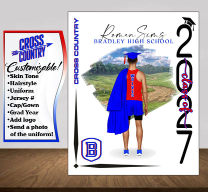 Cross Country Poster, Senior Night Gift, Graduation Table Decor, Signing Day RJ
