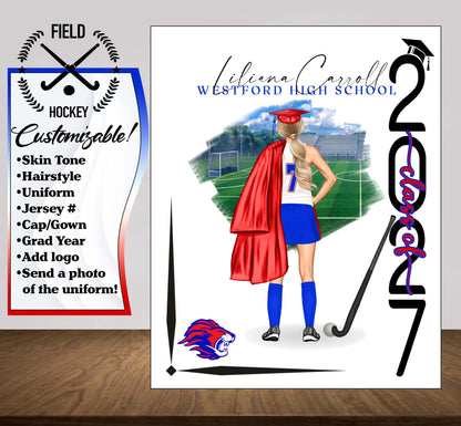 Field Hockey Poster, Senior Night Gift, Graduation Table Decor, Signing Day RJ