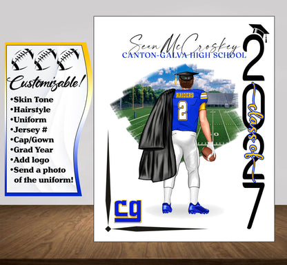 Football Poster, Personalized Senior Night Gift, Graduation Table Decor, Signing Day RJ