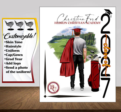 Golf Poster, Senior Night Gift, Graduation Table Decor, Signing Day Gift RJ