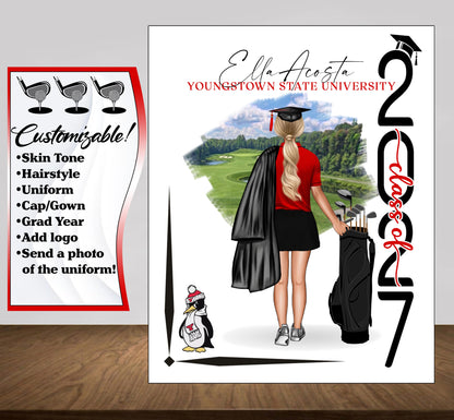 Golf Poster, Senior Night Gift, Graduation Table Decor, Signing Day Gift RJ
