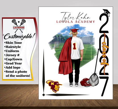 Lacrosse Poster, Senior Night Gift, Graduation Table Decor, Signing Day Gift RJ