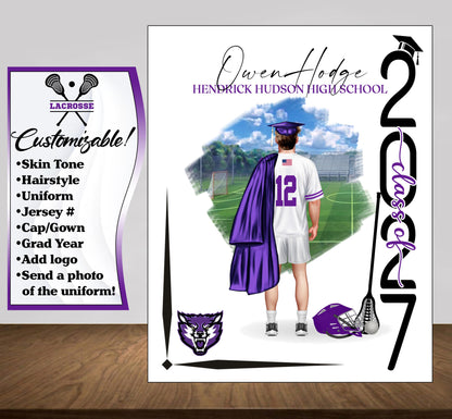 Lacrosse Poster, Senior Night Gift, Graduation Table Decor, Signing Day Gift RJ