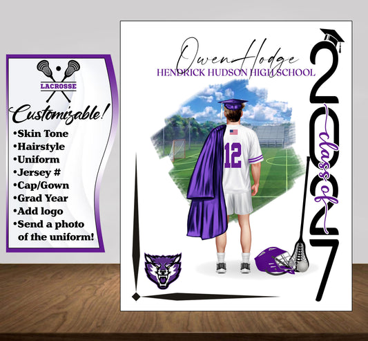 Lacrosse Poster, Senior Night Gift, Graduation Table Decor, Signing Day Gift RJ