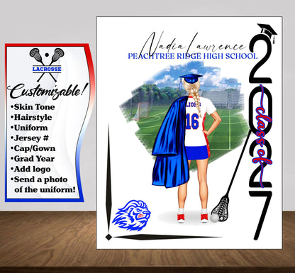 Lacrosse Poster, Senior Night Gift, Graduation Table Decor, Signing Day Gift RJ