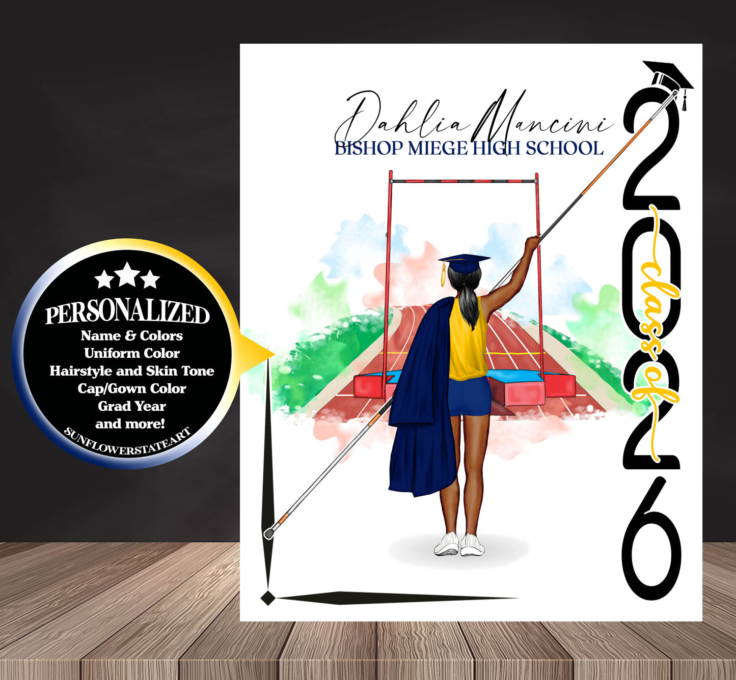 Track & Field Pole Vault Poster, Graduation Gift, Senior Night Gift, Graduation Table, Signing Day