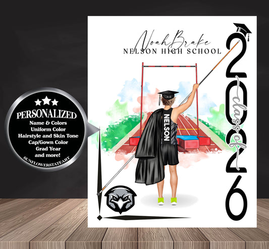 Track & Field Pole Vault Poster, Graduation Gift, Senior Night Gift, Graduation Table, Signing Day