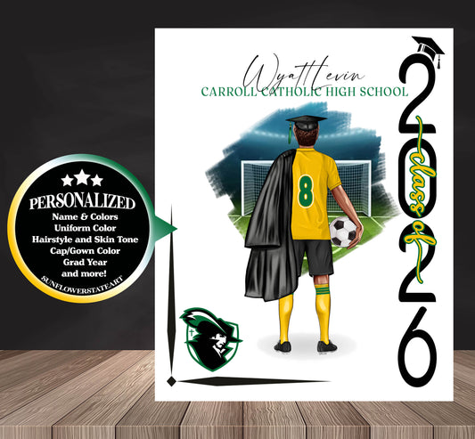 Soccer Poster, Senior Night Gift, Graduation Table Decor, Signing Day Gift RJ