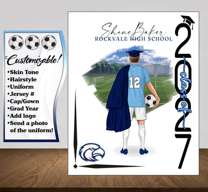 Soccer Poster, Senior Night Gift, Graduation Table Decor, Signing Day Gift RJ