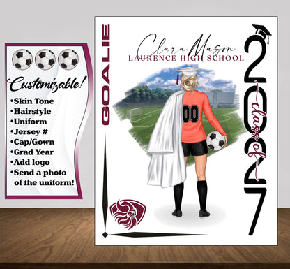 Soccer Poster, Senior Night Gift, Graduation Table Decor, Signing Day Gift RJ