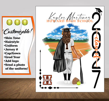 Softball Poster, Senior Night Gift, Graduation Table Decor, Signing Day Gift RJ