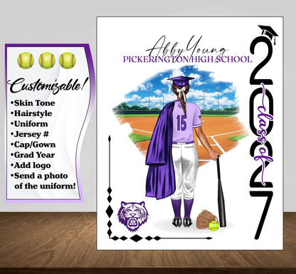Softball Poster, Senior Night Gift, Graduation Table Decor, Signing Day Gift RJ