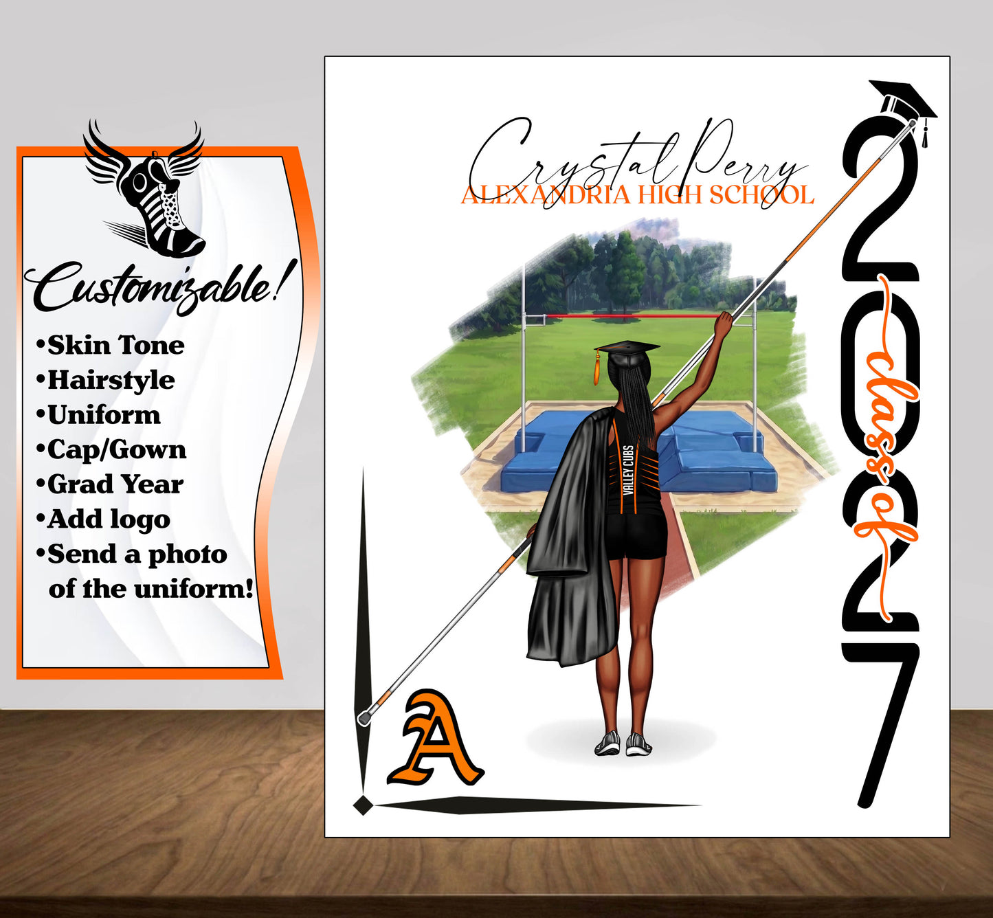 Track & Field Pole Vault Poster, Graduation Gift, Senior Night Gift, Graduation Table, Signing Day