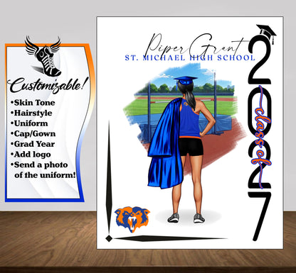 Track & Field High Jump Poster, Senior Night Gift, Graduation Table Decor, Signing Day RJ